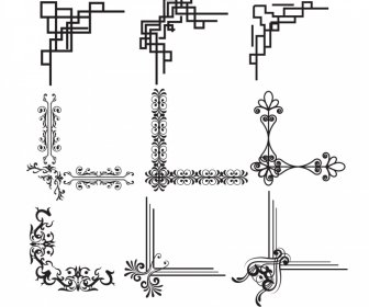 christianity ornament frame templates elegant black white symmetric shapes outline