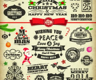 Christmas And New Year Calligraphic Elements Vector