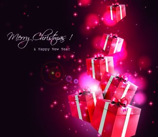 Christmas And New Year Gift Box Vector Background