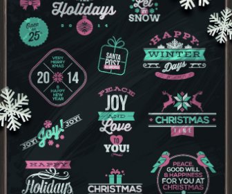 Christmas And Winter Labels Vectors