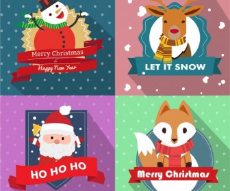 Christmas Backdrops Collection Various Symbols In Colored Style