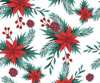 Christmas Background Bright Colored Pine Flowers Decor