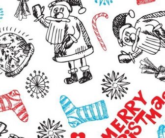 Christmas Background Classical Icons Handdrawn Design