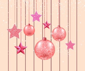Christmas Background Hanging Decorative Baubles Icons