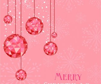 クリスマス背景ぶら下げ宝石ピンクの装飾デザイン