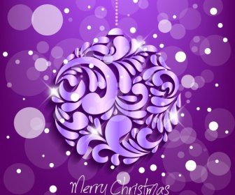クリスマスの背景オブジェクトの光沢のあるボケ味紫の装飾をぶら下げ