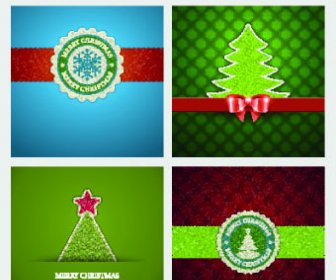 Christmas Background 4 In 1 Vector Set
