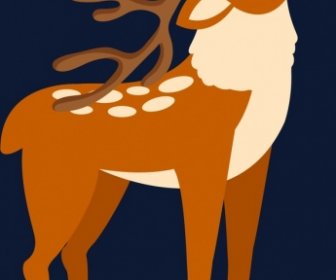christmas background reindeer icon dark classical design