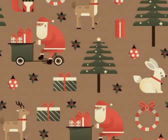 Christmas Background Repeating Flat Classical Symbols Decor