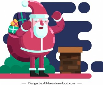 christmas background santa claus icon colored cartoon character