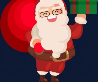 Weihnachtshintergrund Weihnachtsmann Geschenk Ikonen Zeichentrickfigur
