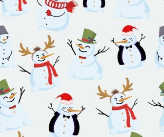 Christmas Background Snowman Icons Decoration Funny Design