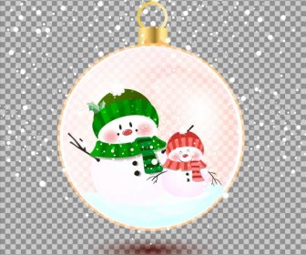 Christmas Background Snowman Round Bauble Icons
