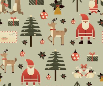 Christmas Background Template Classical Design Repeating Elements