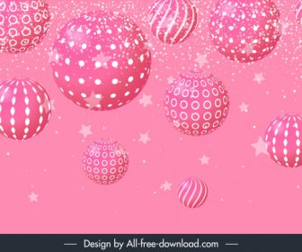 Christmas Background Template Pink Baubles Decor Modern 3d