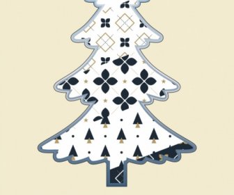 Christmas Background White Fir Tree Icon Flat Design