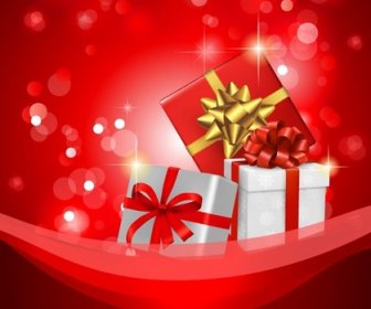 Christmas Background With Gift Box Vector Illustration
