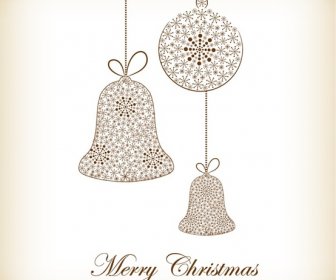 Weihnachtskugel Und Bell Hergestellt Aus Schneeflocken-Vektor-illustration