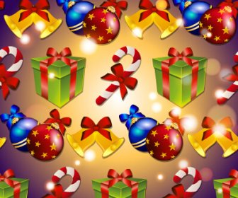 Christmas Balls With Baubles Vector Seamless Pattern