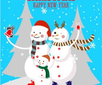 Christmas Banner Design Snowman Selfie Style