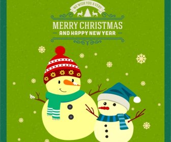 Desain Banner Natal Dengan Manusia Salju Yang Mengenakan Syal