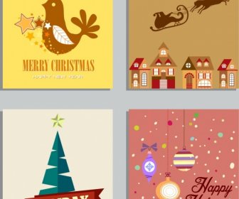Christmas Banner Sets Bauble Fir Tree Santa Icons