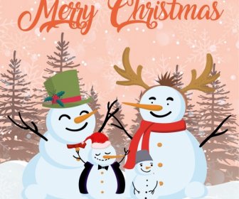 크리스마스 배너 눈사람 아이콘 클래식 디자인