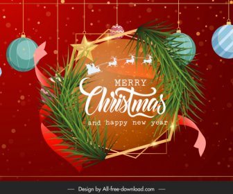 Christmas Banner Template Bright Elegant Baubles Wreath Decor
