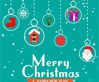Christmas Banner Template Hanging Symbols Elements Style