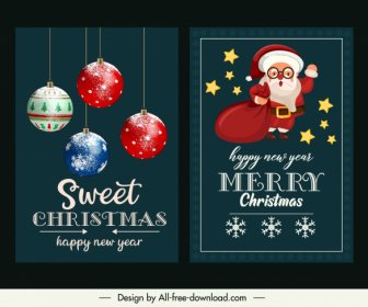 Weihnachten Banner Vorlagen Klassische Kugeln Santa Skizze