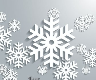 Christmas Banner With White Flakes On Grey Background