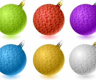Adorno De Navidad Las Bolas De Brillante Colorido Realista Diseño De Iconos
