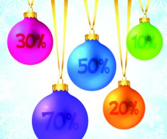 Christmas Baubles And Big Sale Vector