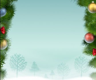 Christmas Baubles And Snow Ground Background
