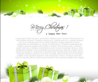 Christmas Baubles Elements With Green Background Vector