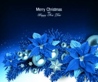 Christmas Blue Pearl Flower Vector Background