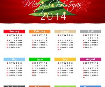 Natal Kalender For14 Tahun Vektor Ilustrasi