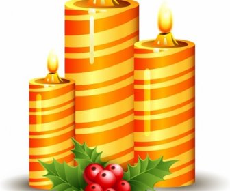 Christmas Candles And Holly Berry