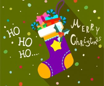 Рождественская открытка крышка с носка и подарки иллюстрации