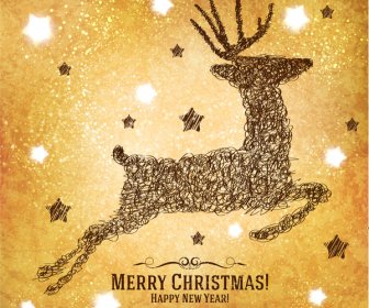 Christmas Card Design With Abstract Reindeer
