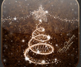 聖誕賀卡設計與閃閃發光的抽象星光