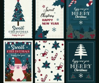 Cartão De Natal Modelos Símbolos Plana Clássica Decoração