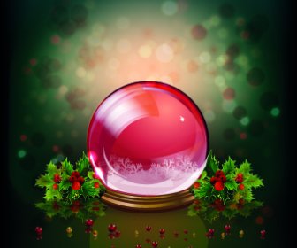 クリスマス クリスタル ボール デザイン背景ベクトル
