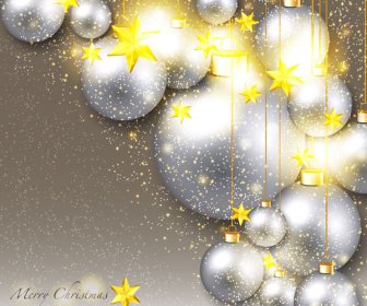 Dekorasi Natal Bintang Emas Dengan Bola Perak