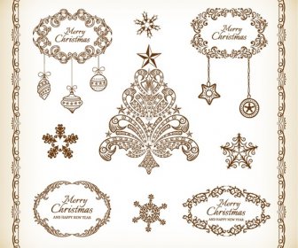 Christmas Decoration Element Vector Collection