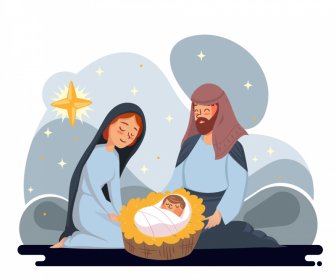 Noël Décoratif Toile De Fond Nouveau-né Christ Croquis Dessin Animé Croquis