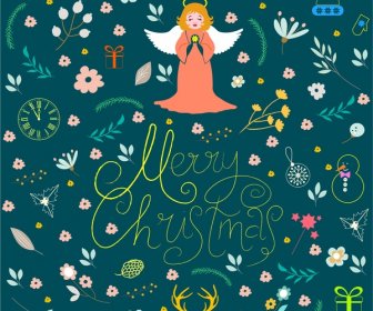 Christmas Design Elements Various Symbols And Calligraphy Style