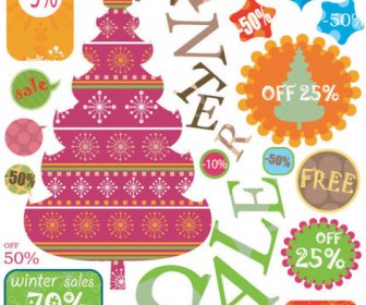 Natal elemen label vector set