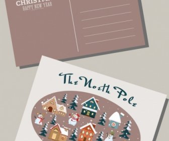 Рождественские конверт шаблон Зимний дизайн элементы декора