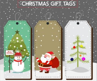 Christmas Gift Tags Collection Colored Symbols Design